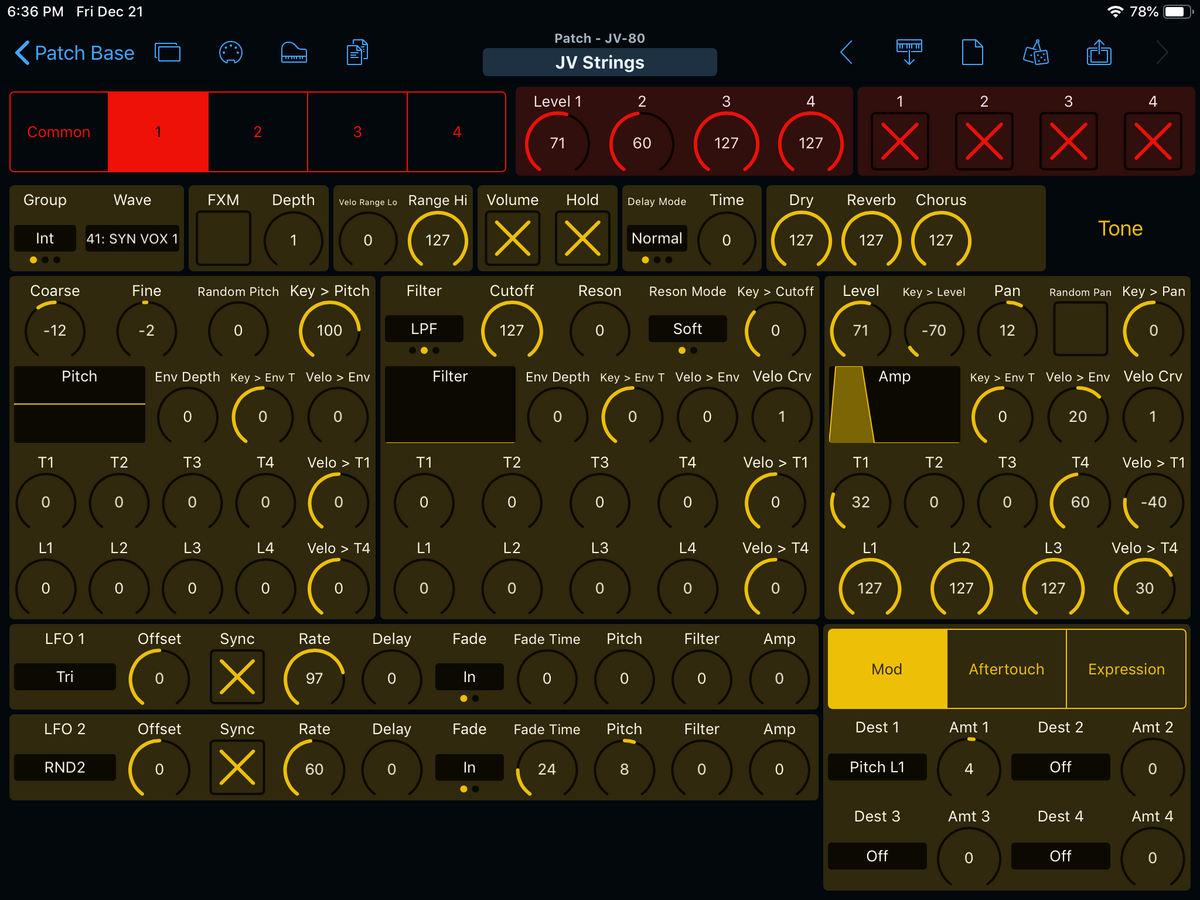 Roland JV-80 Editor Screenshot