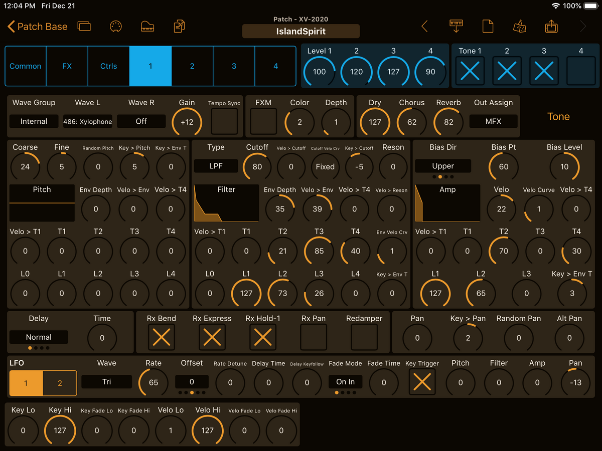 Roland XV-2020 Editor Screenshot