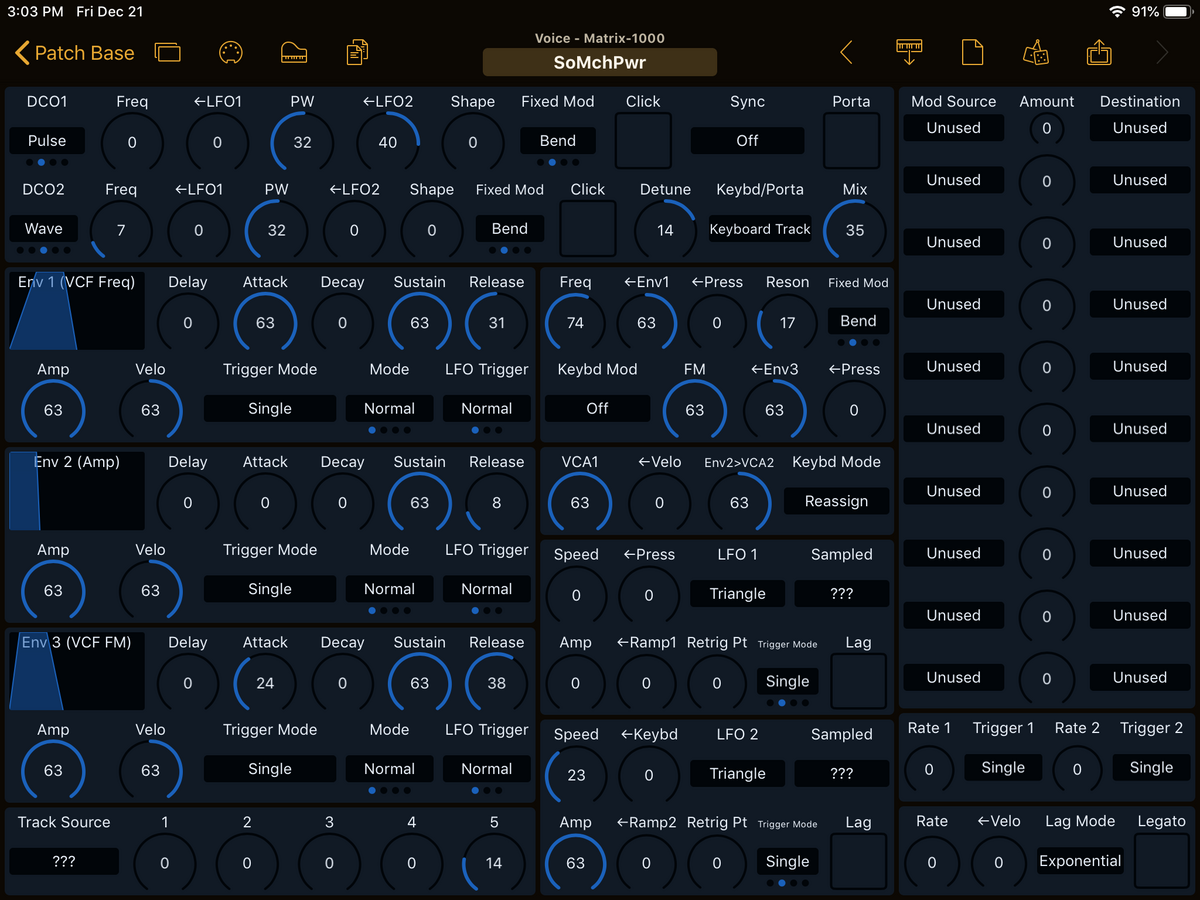 Oberheim Matrix-1000 Editor Screenshot