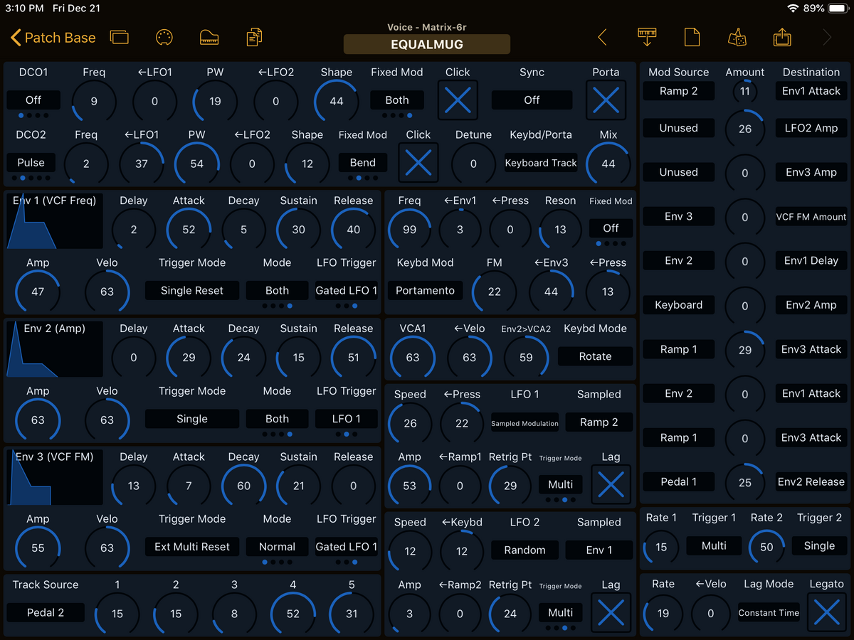 Oberheim Matrix-6R Editor Screenshot