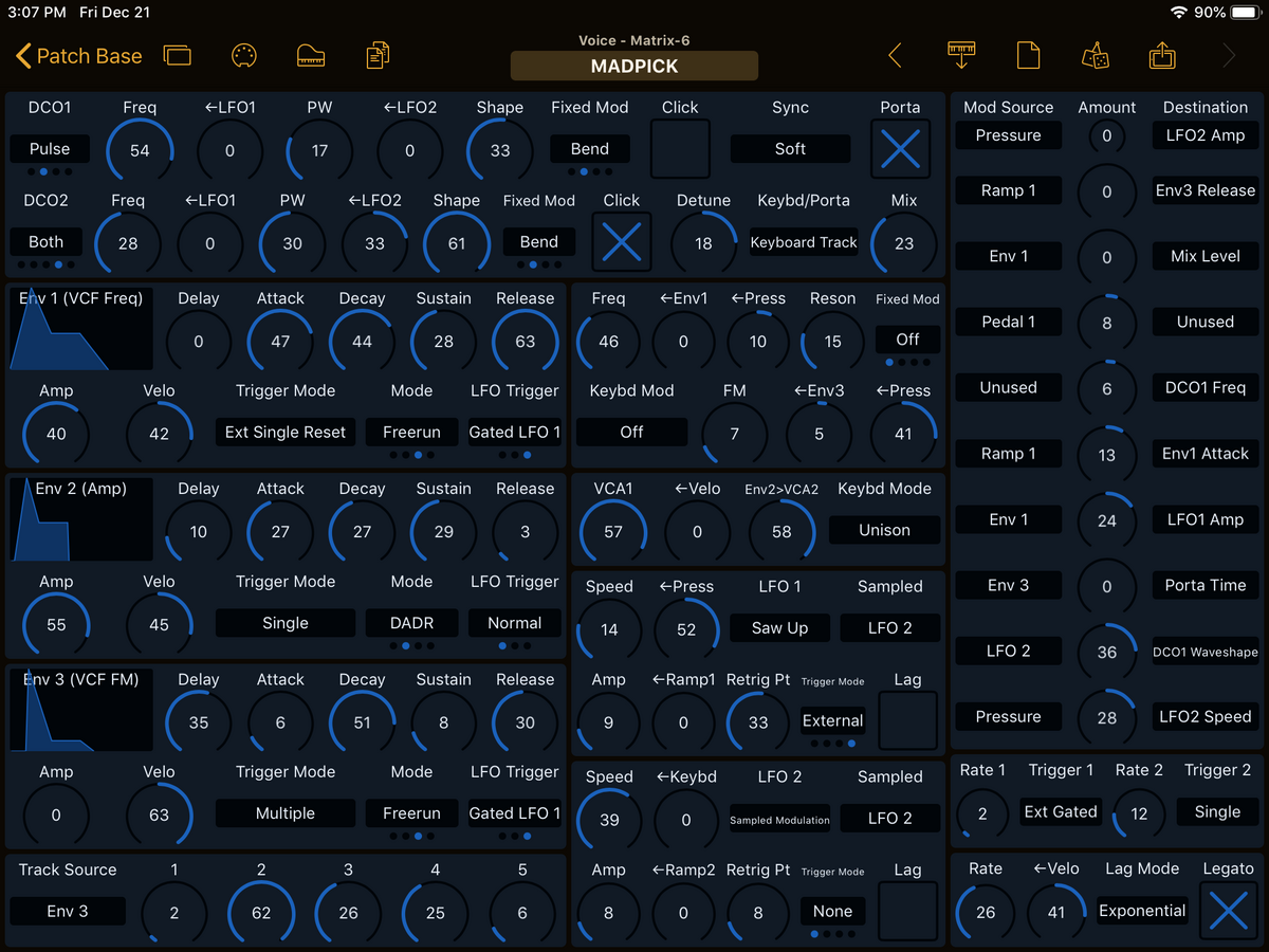 Oberheim Matrix-6 Editor Screenshot