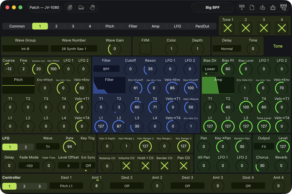 Roland JV-1080 Editor screenshot