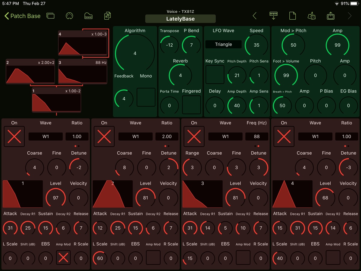 Yamaha TX81Z Editor Screenshot