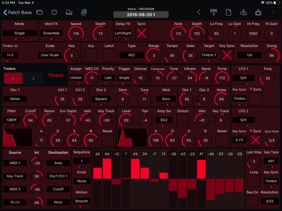 Korg MS2000B Editor Screenshot