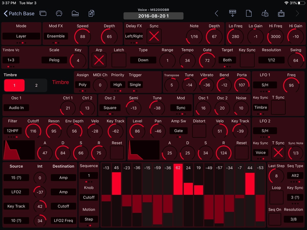 Korg MS2000BR Editor Screenshot