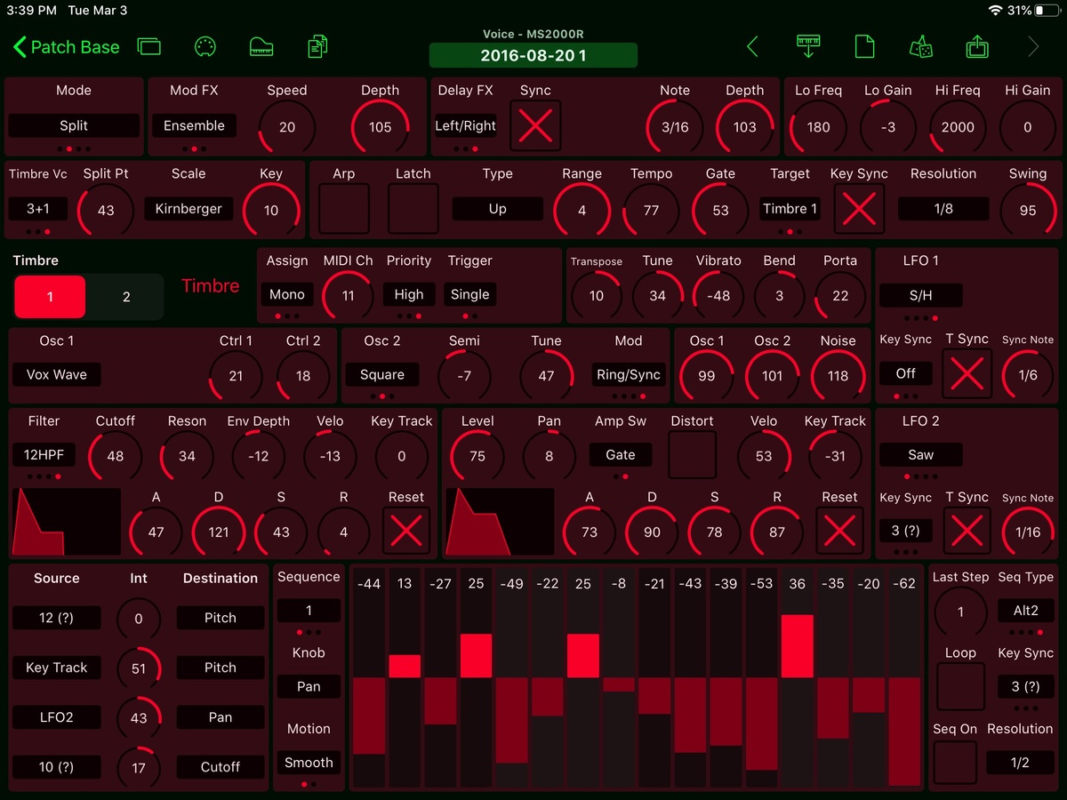 Korg MS2000R Editor Screenshot