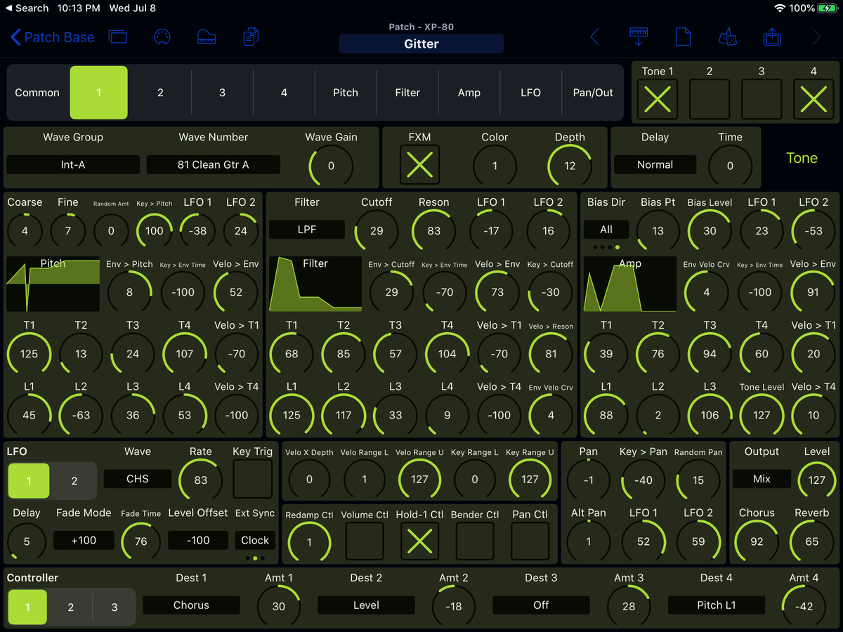 Roland XP-80 Editor Screenshot