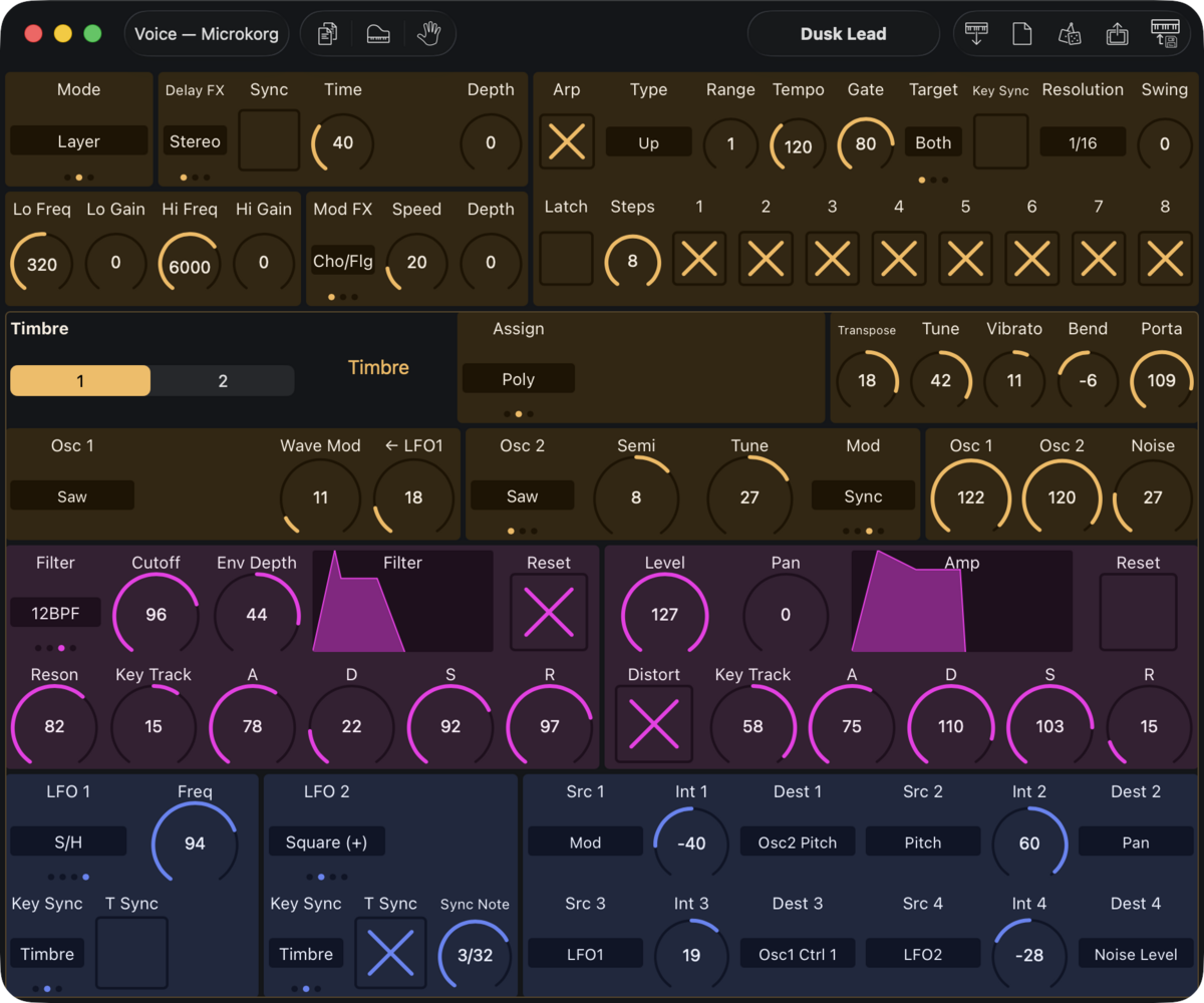 Korg microKorg Editor screenshot