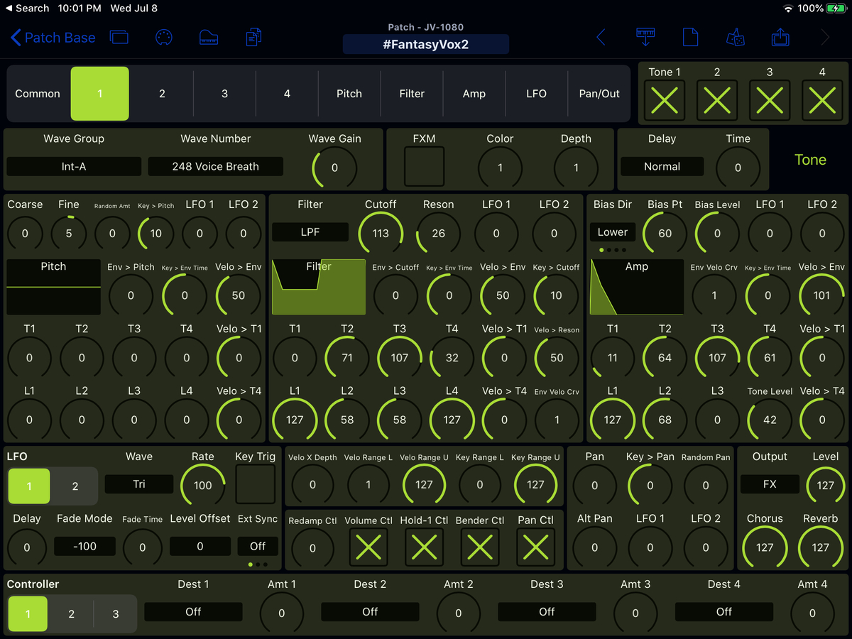 Roland JV-1080 Editor Screenshot