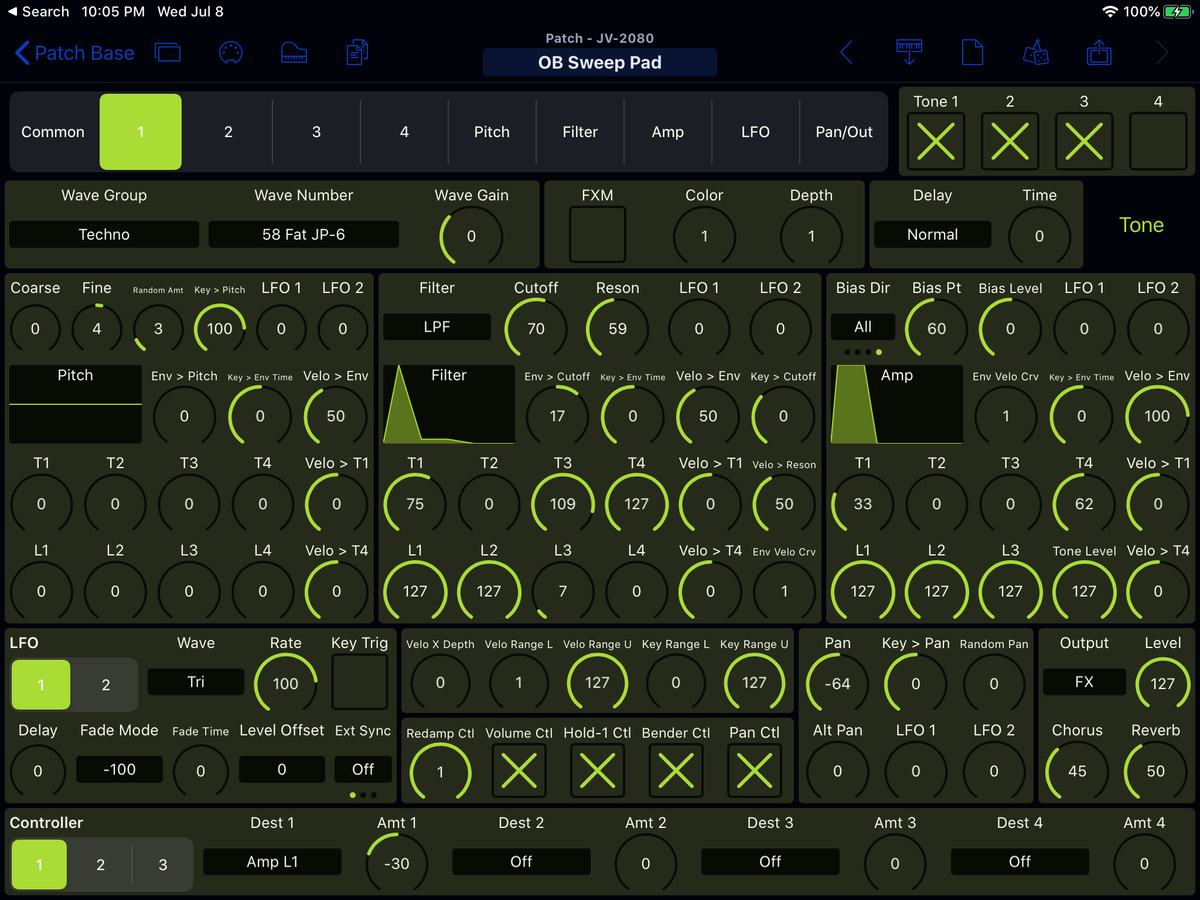 Roland JV-1010 Editor Screenshot