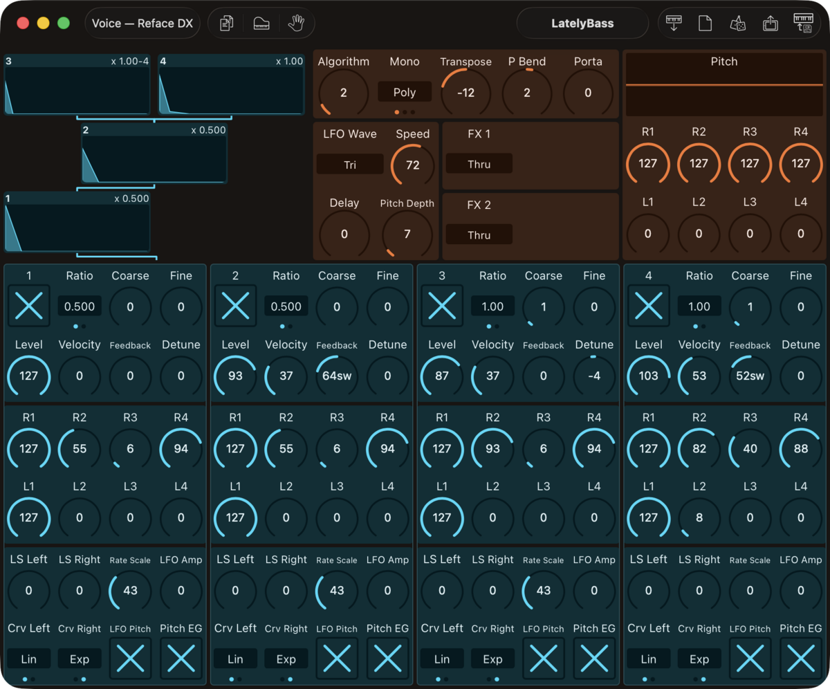Yamaha Reface DX Editor screenshot