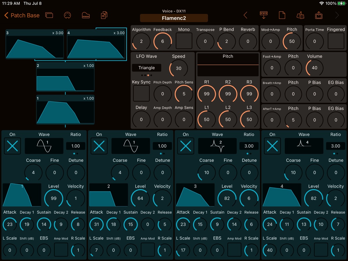 Yamaha DX11 Editor screenshot
